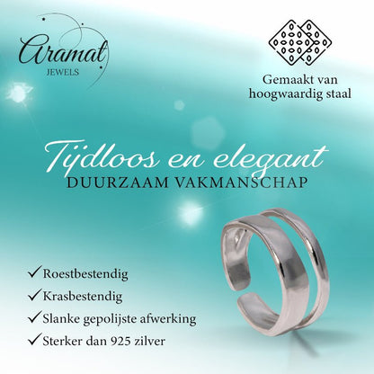 Minimalistische Open Ring Geometrisch (Verstelbaar RVS) - Aramat Jewels - Ringen - cadeautip