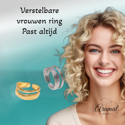 Minimalistische Open Ring Geometrisch (Verstelbaar RVS) - Aramat Jewels - Ringen - cadeautip