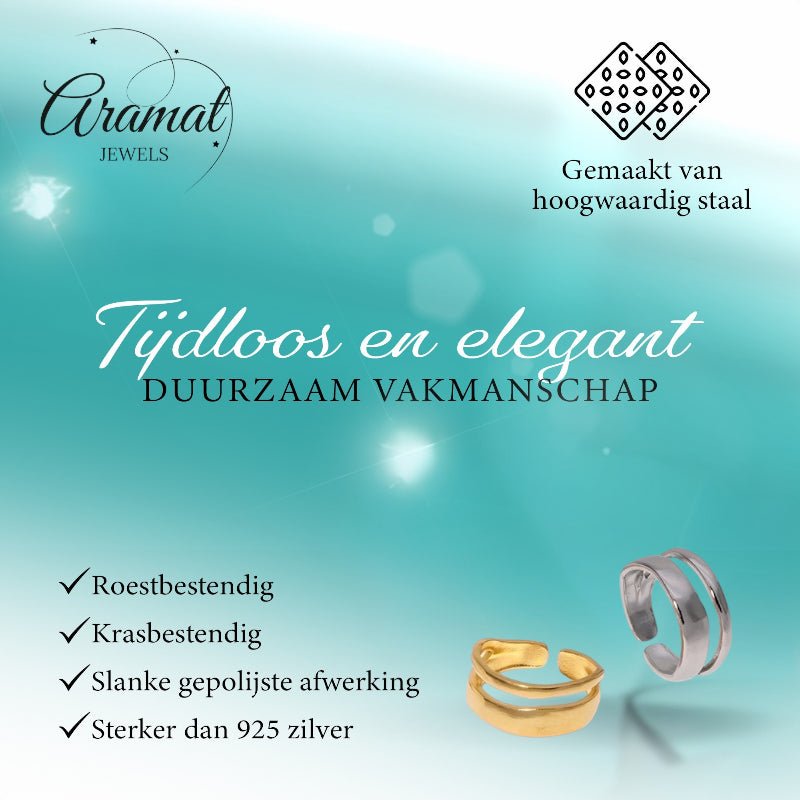Minimalistische Open Ring Geometrisch (Verstelbaar RVS) - Aramat Jewels - Ringen - cadeautip