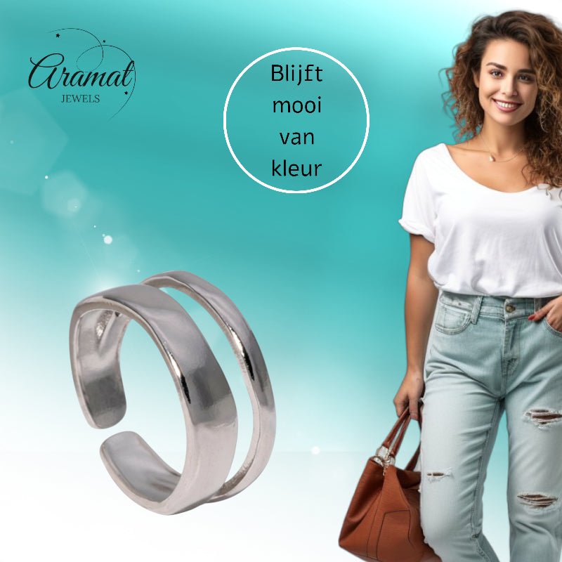 Minimalistische Open Ring Geometrisch (Verstelbaar RVS) - Aramat Jewels - Ringen - cadeautip