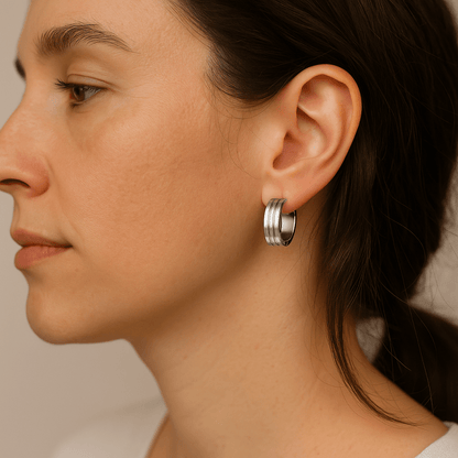 Moderne Zilverkleurige Rvs Oorbellen - oor5796 - se41124 - Oorringen kopen# - 20mm - 7mm - alles