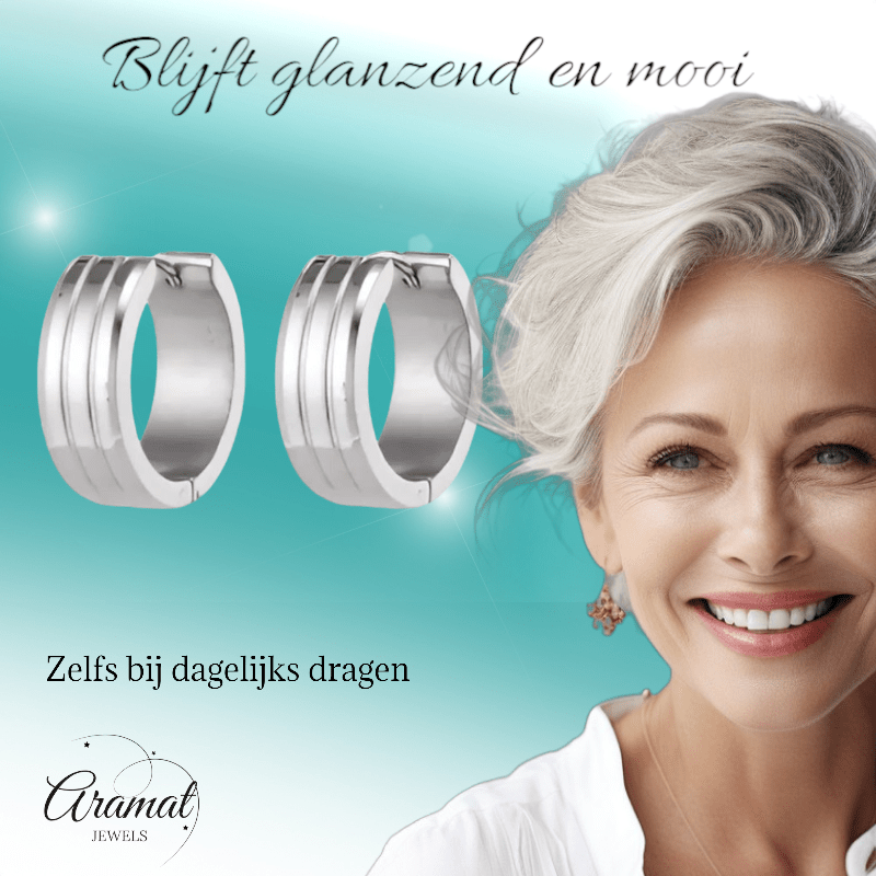 Moderne Zilverkleurige Rvs Oorbellen - oor5796 - se41124 - Oorringen kopen# - 20mm - 7mm - alles