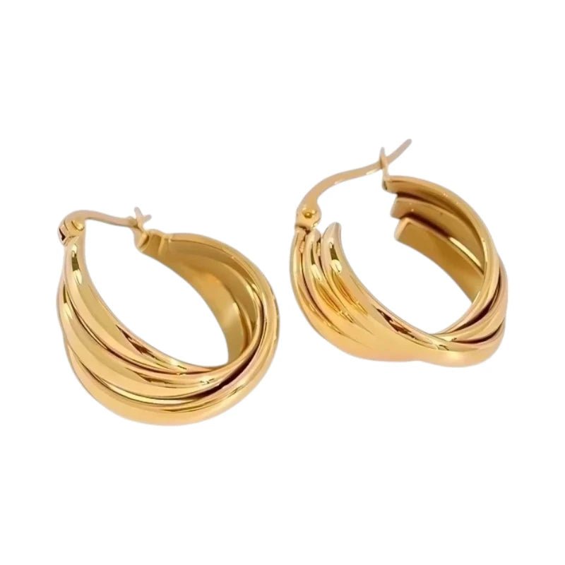 Multi Oorringen RVS Goudkleurig – 22mm – 3 Gladde Hoepels - oor6325 - 67351 - Oorringen kopen# - 22mm - alles - cadeau