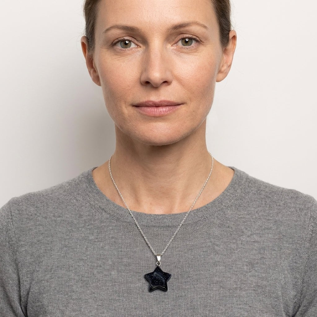 natuursteenhanger ster Zandsteen blauw - Aramat Jewels - Hangers - cadeautip