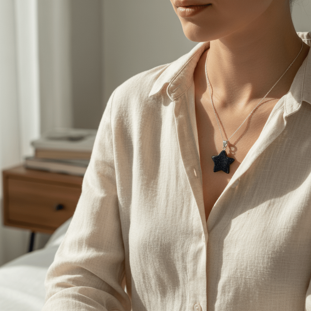 natuursteenhanger ster Zandsteen blauw - Aramat Jewels - Hangers - cadeautip