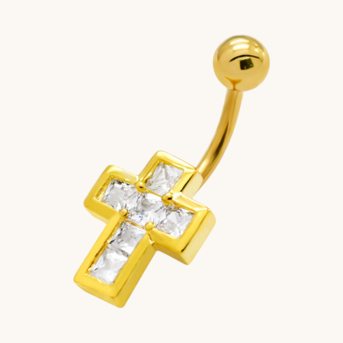 Goudkleurige Stijlvolle Navelpiercing met Zirkonia
