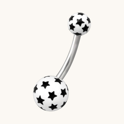 Sterren Stalen Navelpiercing met Acryl Balletjes
