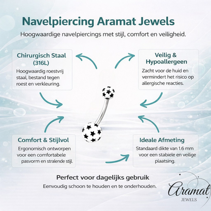 Sterren Stalen Navelpiercing met Acryl Balletjes