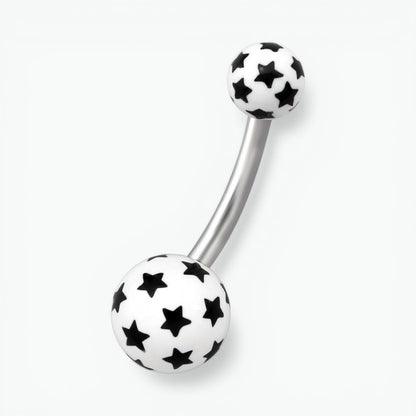 Sterren Stalen Navelpiercing met Acryl Balletjes