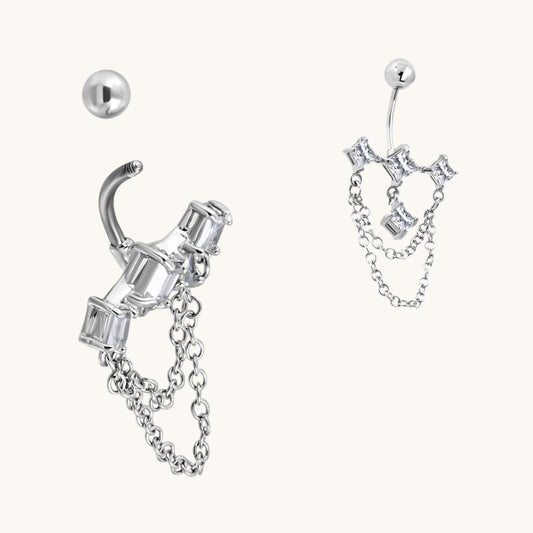 Prachtige Zirkonia Navelpiercing zilverkleurig