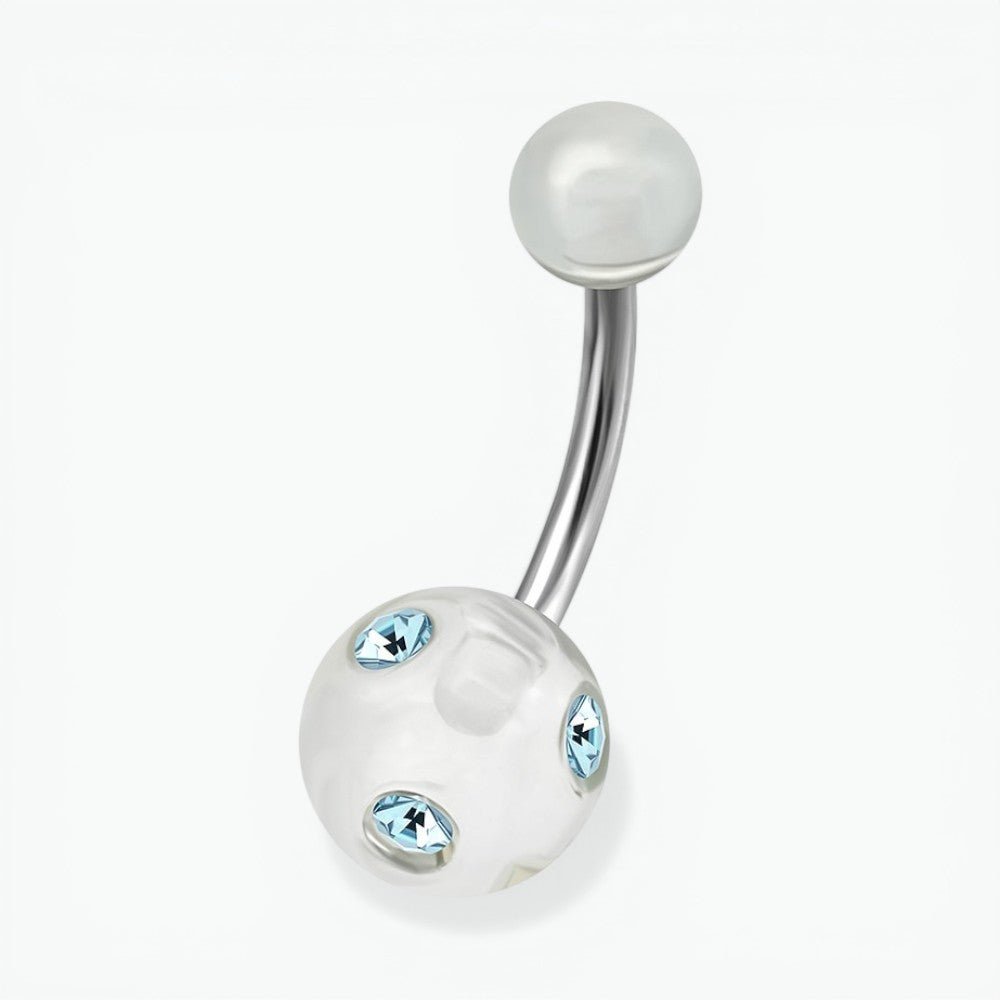 Luxe Kristallen Stalen Navelpiercing met steentje