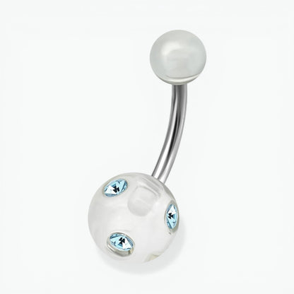 Luxe Kristallen Stalen Navelpiercing met steentje