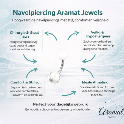 Witte Marmeren Stalen Navelpiercing