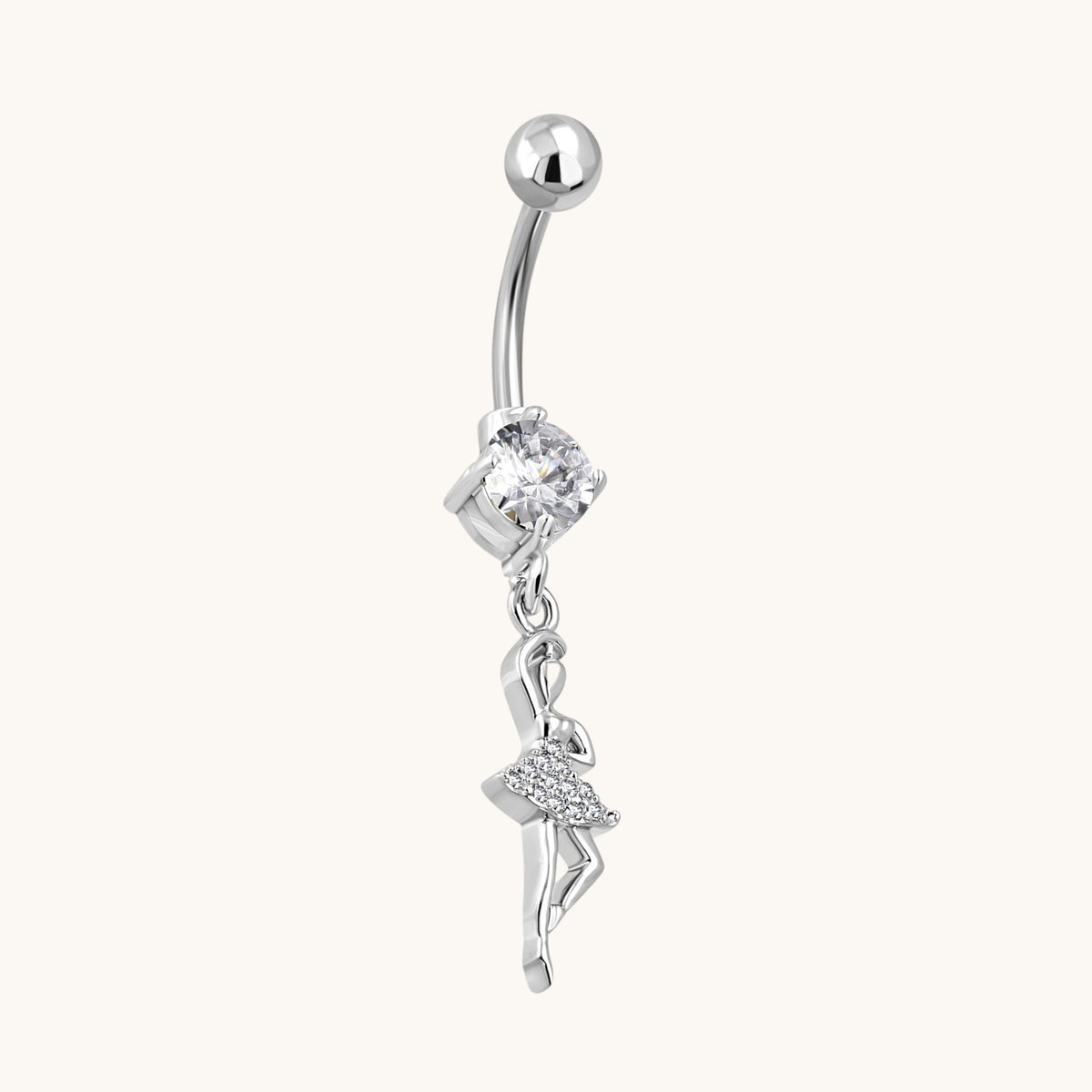 Stalen navelpiercing met hanger ballerina
