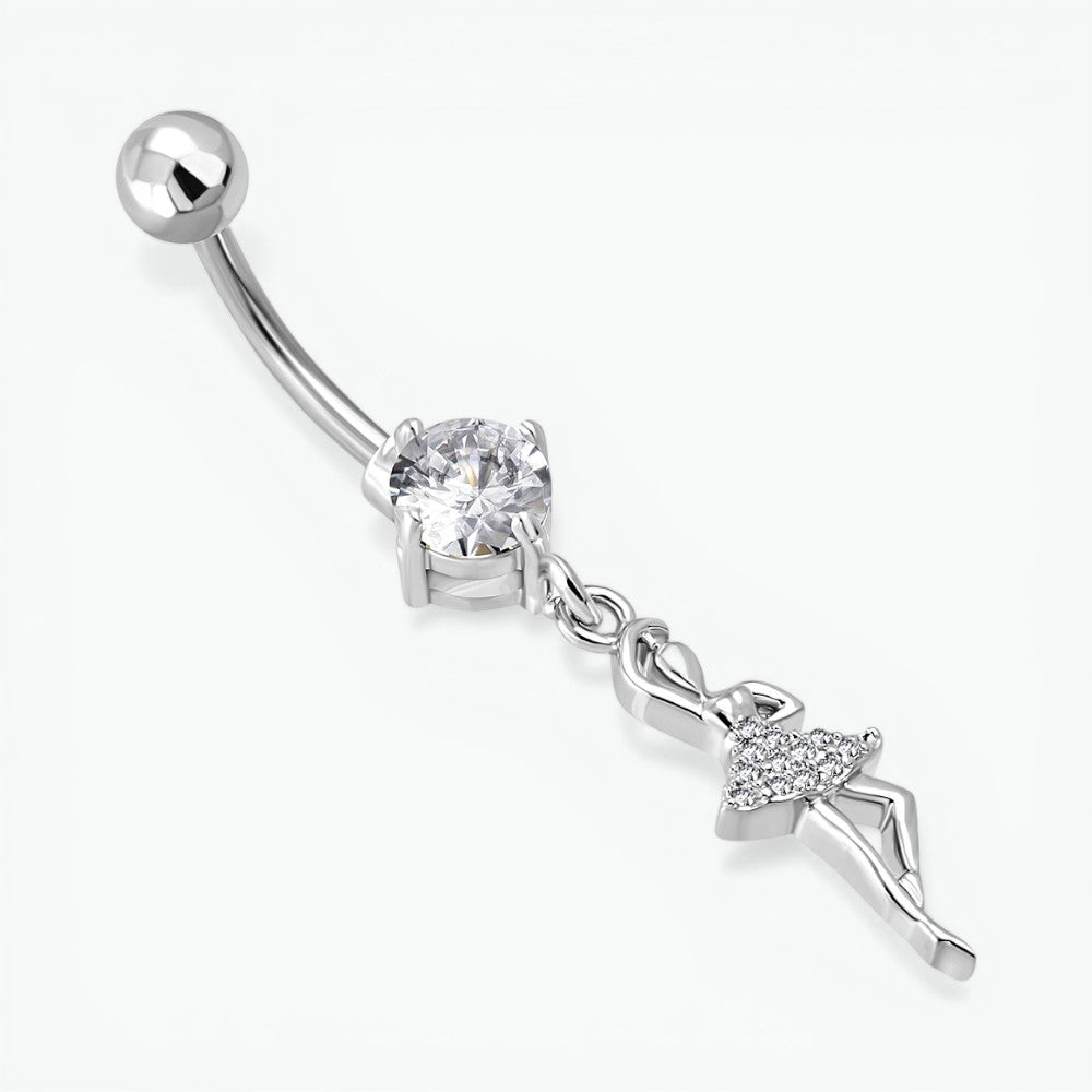 Stalen navelpiercing met hanger ballerina