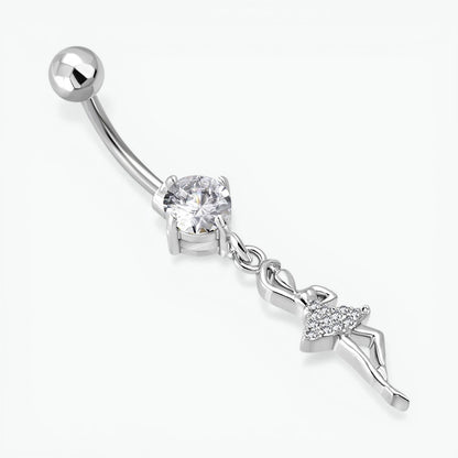 Stalen navelpiercing met hanger ballerina