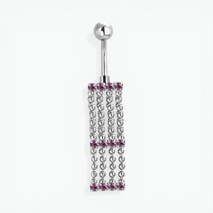 Paarse Zirkonia Navelpiercing met Kettinkjes