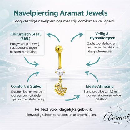Stijlvolle Goudkleurige Hobbel Paard Navelpiercing