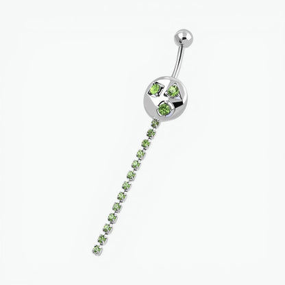 Groene Strass Navelpiercing zilverkleur