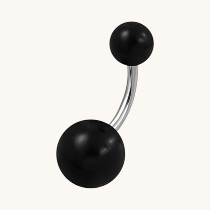 Zwarte Acryl Stalen Navelpiercing met Staal