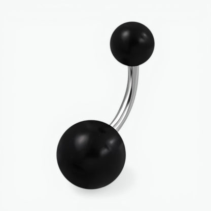 Zwarte Acryl Stalen Navelpiercing met Staal