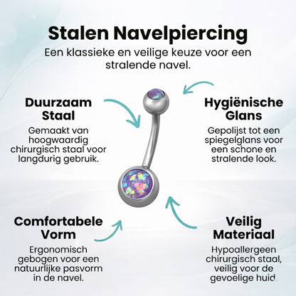 Paarse Opaal Stalen Navelpiercing