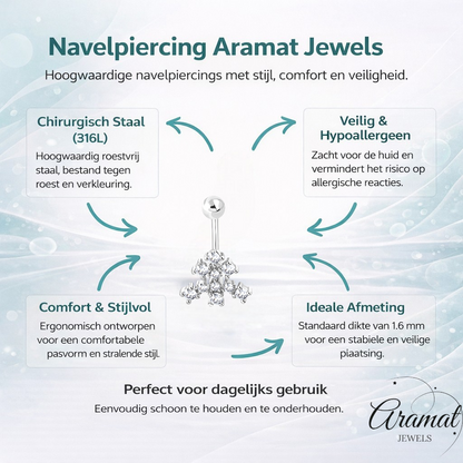 Chirurgisch Stalen Navelpiercing met Zirkonia