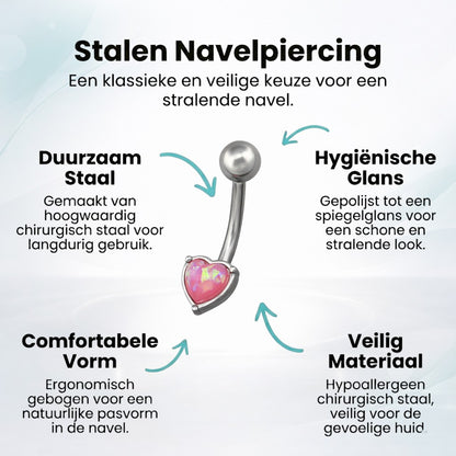 Roze Opaal Stalen Navelpiercing