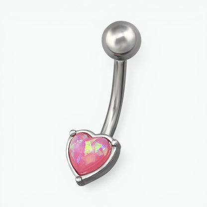 Roze Opaal Stalen Navelpiercing
