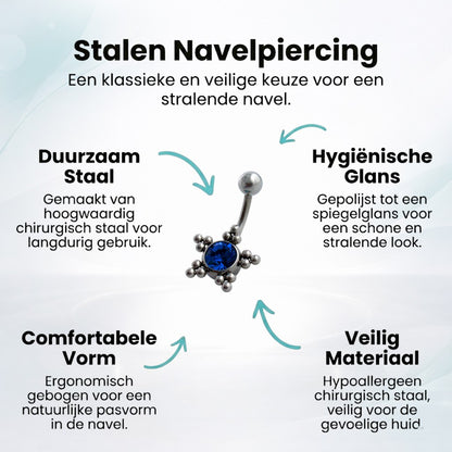Donkerblauwe Zirkonia Navelpiercing met Ster