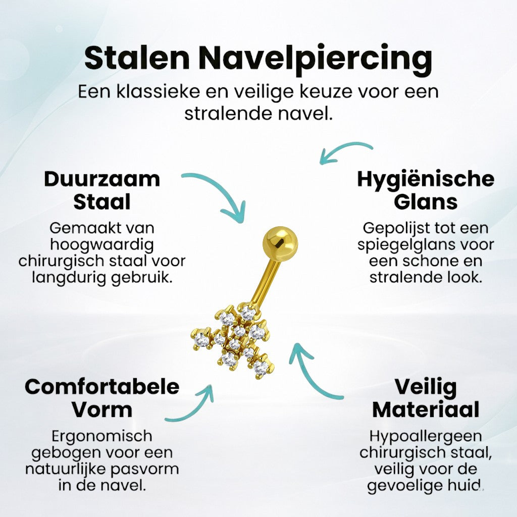 Navelpiercing met Transparant Zirkonia Goudkleur