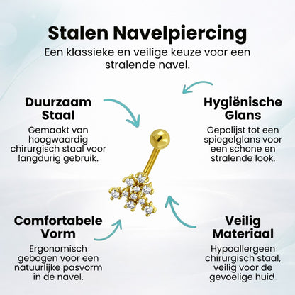 Navelpiercing met Transparant Zirkonia Goudkleur