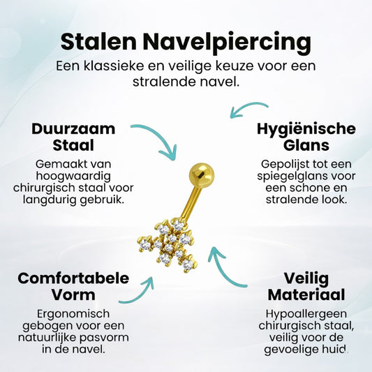 Navelpiercing met Transparant Zirkonia Goudkleur