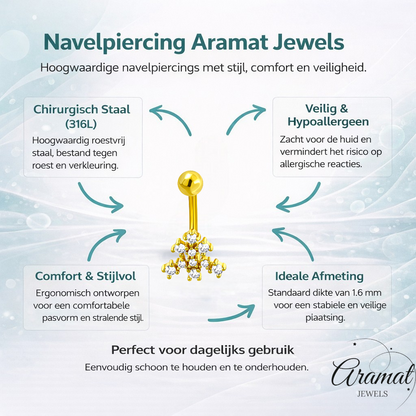 Navelpiercing met Transparant Zirkonia Goudkleur