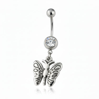 Navelpiercing Vlinder Hanger Zirkonia - Zilverkleur - Aramat Jewels - RVS Sieraden - Piercings - cadeautip