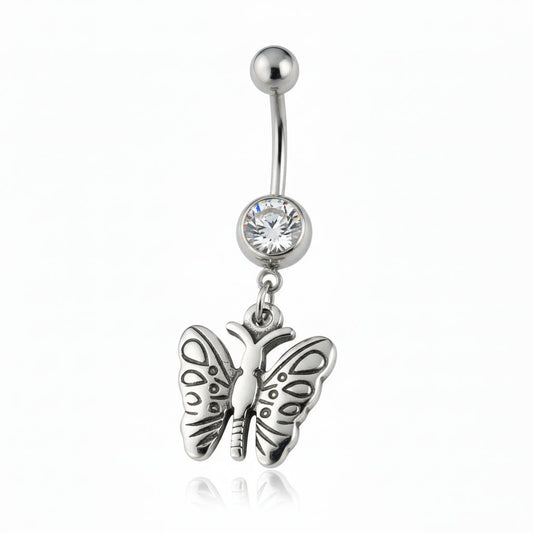 Navelpiercing Vlinder Hanger Zirkonia - Zilverkleur - Aramat Jewels - RVS Sieraden - Piercings - cadeautip