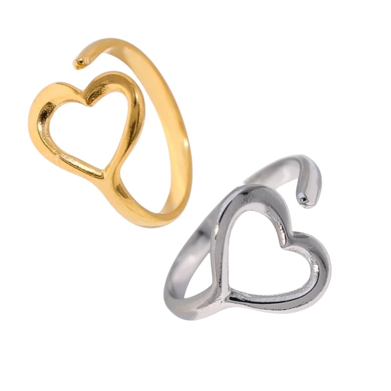 Open Ring RVS met Hartje (13 mm)
