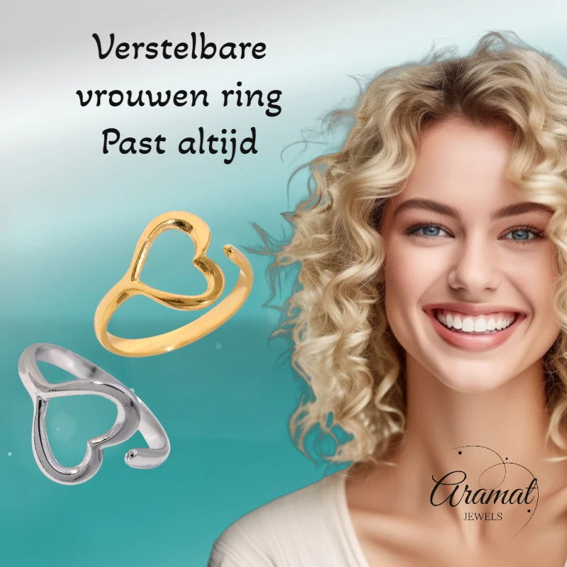 Open Ring RVS met Hartje (13 mm)