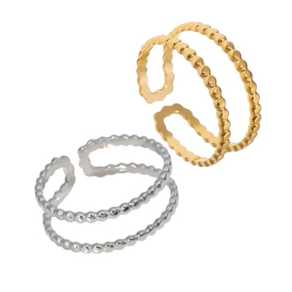 Verstelbare RVS Ring met Dubbele Bolletjeslijn (7 mm)