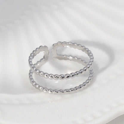 Verstelbare RVS Ring met Dubbele Bolletjeslijn (7 mm)