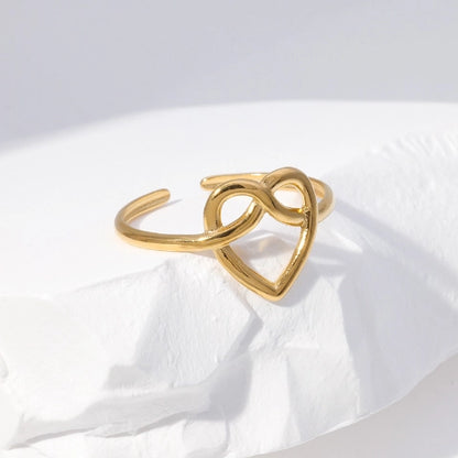 Open Ring RVS met Groot Hartje (14 mm)