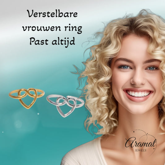 Open Ring RVS met Groot Hartje (14 mm)