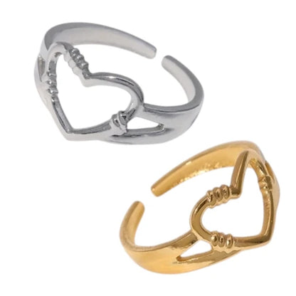 Verstelbare RVS Ring met Open Hartje (11 mm)