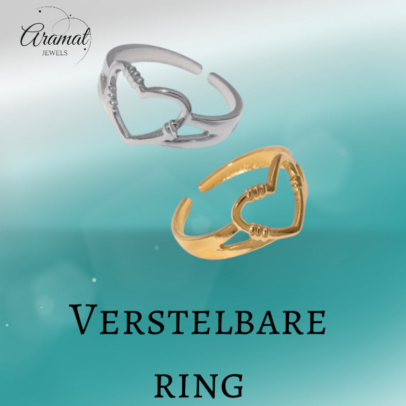 Verstelbare RVS Ring met Open Hartje (11 mm)