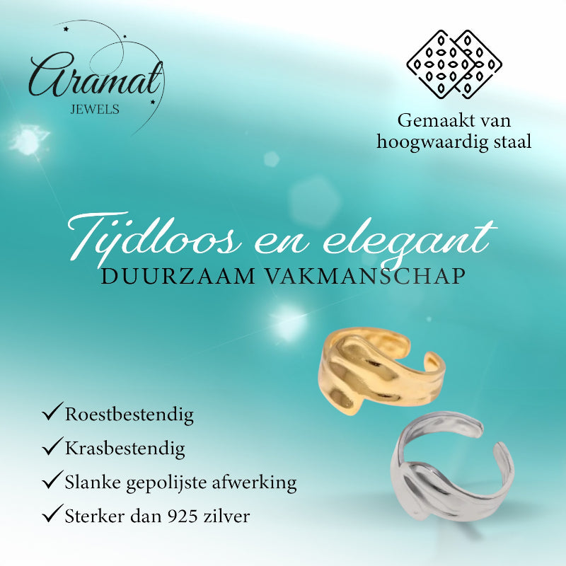 Brede Moderne One Size Ring RVS (14 mm)