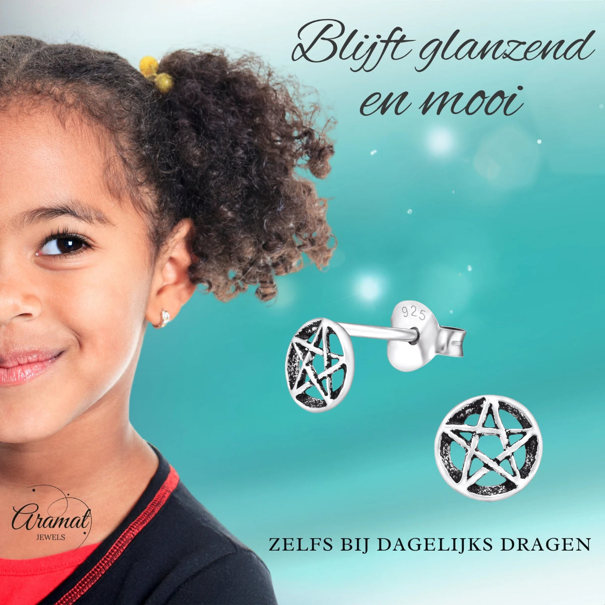 Sterling Zilveren Gotische Ster Oorknopjes Antieklook Rond 6mm