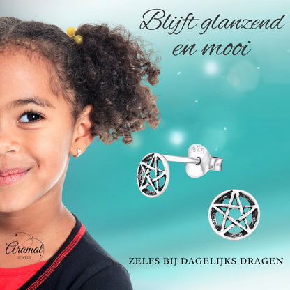 Sterling Zilveren Gotische Ster Oorknopjes Antieklook Rond 6mm