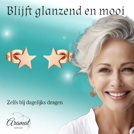 Ster oorstekers rosegoud staal – 7mm tijdloos