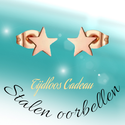 Boucles d'oreilles puces en forme d'étoile, acier doré rose – 7 mm, intemporelles