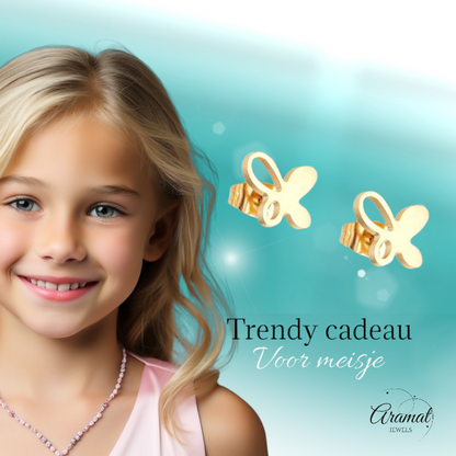 Boucles d'oreilles papillon couleur or 9x8 mm